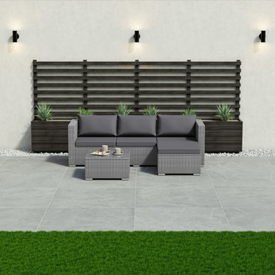 Lassic Garden Vida Hampton Grey 4 Seater Corner Rattan Garden Outdoor Ukfr Bistro Set from B&Q