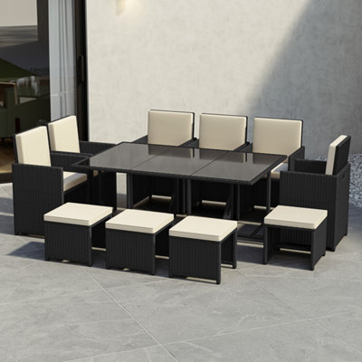 Lassic Garden Vida Cuba Black 10 Seater Rattan Garden Outdoor Ukfr Bistro Set from B&Q