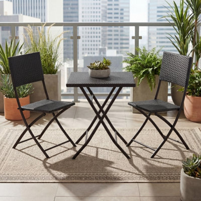 Lassic Garden Vida Capri Black 2 Seater Rattan Garden Outdoor Ukfr Bistro Set from B&Q
