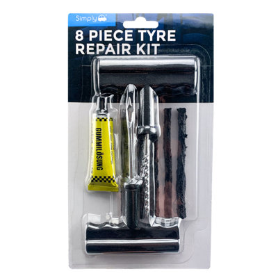 Simply 8 Piece Tyre Repair Kit Sealing Strips Plug Needle Rubber Solution Car from B&Q