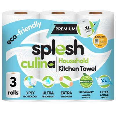 Splesh Culina Premium Kitchen Towel 3 Ply Ultra Absorbent Xl Roll3 Rolls from B&Q