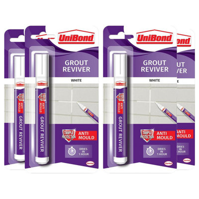 Unibond Easy To Use Triple Protection Anti-Mould Grout Reviver Pen 7Ml4 Pack from B&Q