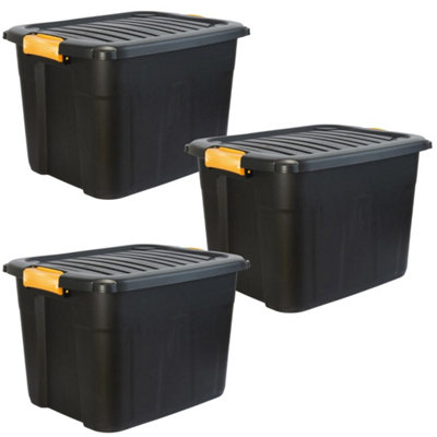 Daniel James Housewares Heavy Duty Storage Box With LidLarge Plastic Stackable Boxes Clip HandlesLockable Bpa Free Indoor from B&Q
