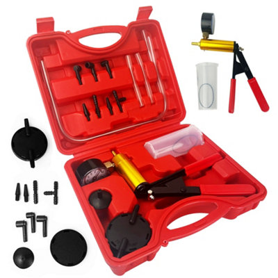 Brave Tools Hand Vacuum Pump Held Brake Bleeder Tester Set Bleed Car Motorbike Bleeding Kit from B&Q