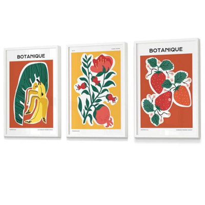Artze Wall Art Set Of 3 Artisan Fruit Wall Art Prints In Vibrant Colours / 42X59Cm (A2) / White Frame from B&Q