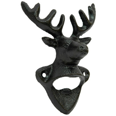 Woodside Wall Mounted Cast Iron Deer Head Bottle OpenerRustic/antique from B&Q