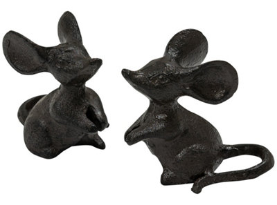 B&Q -  Cast Iron Mouse Sculpture Indoor/outdoor Home/garden Ornaments2 Pack - Image 3