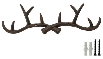 Woodside Cast Iron Wall Mounted Deer Antlers Hooks from B&Q
