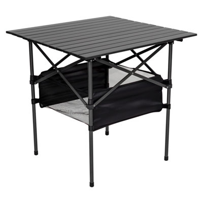 B&Q -  70Cm Portable Aluminium Roll-Top Camping Dining Table With Steel Frame