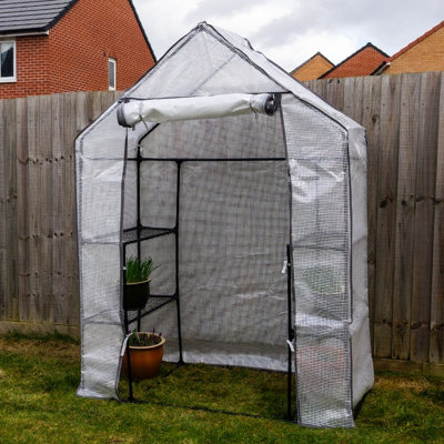 Woodside Walk-In Greenhouse With Netted Pe Cover143X73X195Cm from B&Q