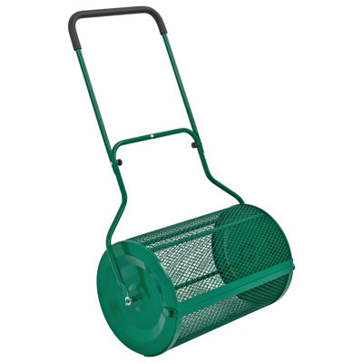 Woodside 76L Lawn Compost Spreader Top Dress Soil/fertiliser/seed Heavy Duty Garden Roller