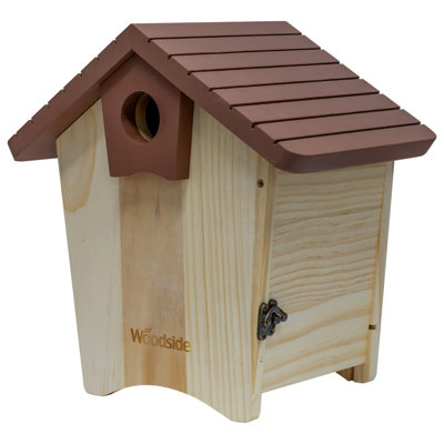 Woodside Wooden Bird House Box With Clear View Panel & Predator Guard For Garden Nesting from B&Q