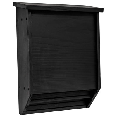 Woodside Wooden Bat House Box For Roosting & Nesting 2 Chamber Garden Habitat Black from B&Q