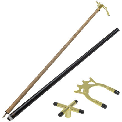 Wollowo Snooker Pool Cue Rest Billiards Bridge W/ Removable Heads Cross & Spider from B&Q