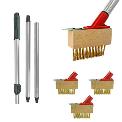 Woodside Telescopic Weed Removal Brush W/ 3 WireHeads Patio & Block Paving Scraper Tool from B&Q