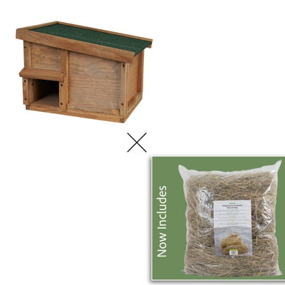 Woodside Wooden Hedgehog Hibernation House With Natural Straw Nesting Material Garden Wildlife Shelter Kit from B&Q