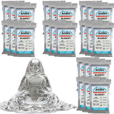 Emergency Silver Foil Survival Blankets 24 Pack Reflective Thermal Sheets - Image 2