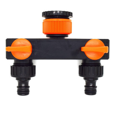 SolaDirect Two Way Tap Splitter For Garden Hose Pipe Irrigation System With Valves from B&Q