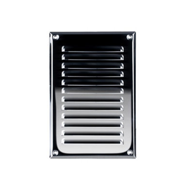 SolaDirect 165 X 240 mm Polished Chrome Air Vent Grille With Fly Screen Metal Ventilation Ducting Cover from B&Q
