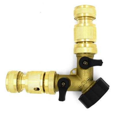 SolaDirect 2 Way Garden Tap ConnectorBrass Garden Hose Tap Y Splitter Connector With Individual On/off Valves And 2 Matching Connectors from B&Q