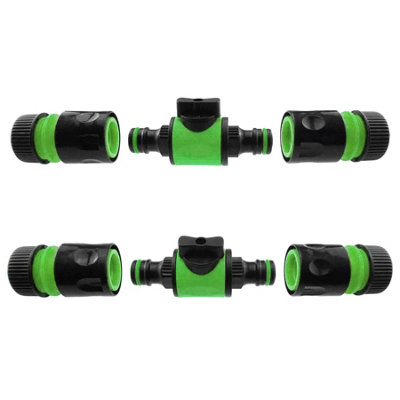 SolaDirect In-Line Shut-Off Valve For Join Garden Hose Pipe TubeDouble Male Connector Valve Extender & Hose Connectors (GreenPack Of 2) from B&Q
