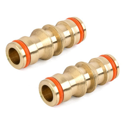 SolaDirect Brass Double Male Hose Connector Coupler Extender For Join Garden Hose Pipe Tube (Pack Of 2) from B&Q