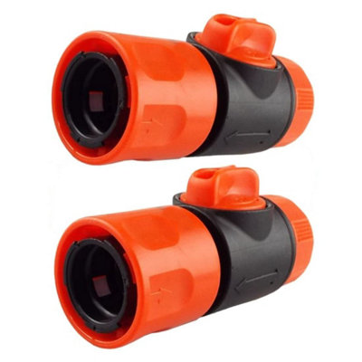 SolaDirect Female In-Line Hose Connector With Built-In Valve For Join Garden Hose Pipe Tube Male And Female Connector Extender (Pack Of 2) from B&Q