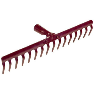 SolaDirect Steel Garden Rake For Hay, Leaves, Lawn, 44 Cm / 17 In With 16 Tins, Ideal Gardening Tool (No Handle)