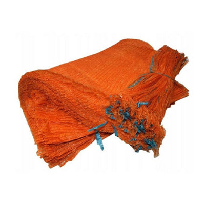 SolaDirect 100 X Net Sacks 42 X 60 Cm / 16.5 X 23.5" Max Load 15 Kg Non-Stretch With DrawstringRaschel BagsMesh Sacks (Orange) from B&Q