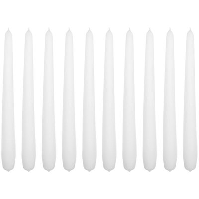 SolaDirect Tapered Dinner CandlesPack Of 10UnscentedLong Burning Time24 Cm / 19.45" (WhiteMatt) from B&Q
