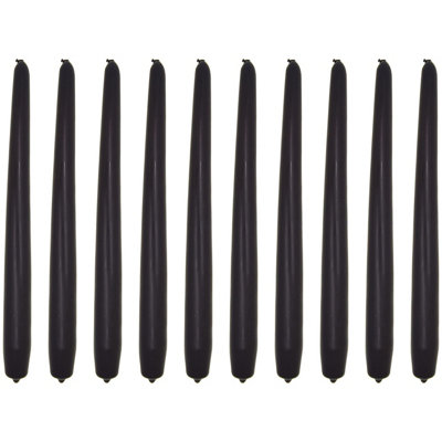 SolaDirect Tapered Dinner CandlesPack Of 10UnscentedLong Burning Time24 Cm / 19.45" (BlackMatt) from B&Q