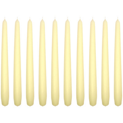 Soladirect Tapered Dinner Candles, Pack Of 10, Unscented, 24 Cm - Ecru Matt Finish - Ecru Matt - Image 3