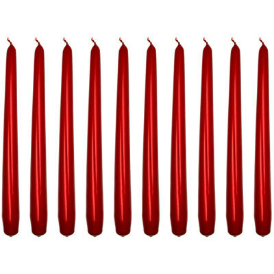 SolaDirect Tapered Dinner CandlesPack Of 10UnscentedLong Burning Time24 Cm / 19.45" (RedMetallic) from B&Q