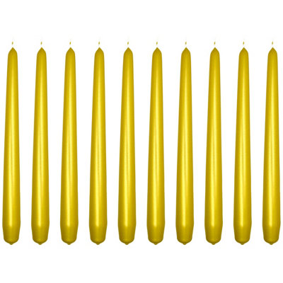 SolaDirect Tapered Dinner CandlesPack Of 10UnscentedLong Burning Time24 Cm / 19.45" (GoldMetallic) from B&Q