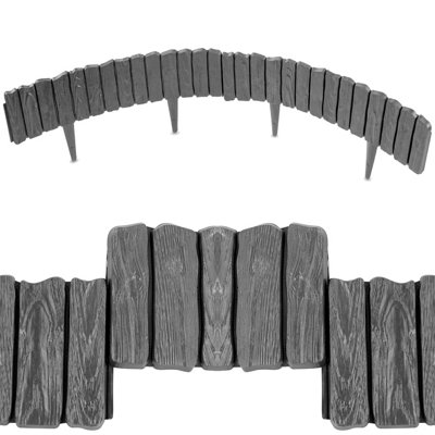 SolaDirect Anthracite Grey Lawn Edging Border2.26 M / 7.4 Ft Long Garden Palisade With Wood Bark EffectFencing With Ground Stakes from B&Q