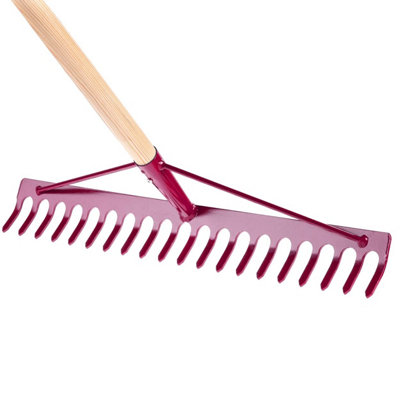 SolaDirect Garden Rake, Steel Hardened Heavy-Duty Rake With Handle For Hay, Leaves, Lawn, Ideal Gardening Tool (20 Tines - 54 Cm / 21 In)