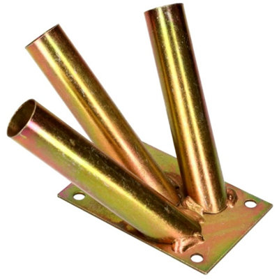 B&Q -  Triple Flag Pole HolderWall Mounted Flag Pole BracketGalvanised (Gold)Rust And Weather ResistantHeavy Duty