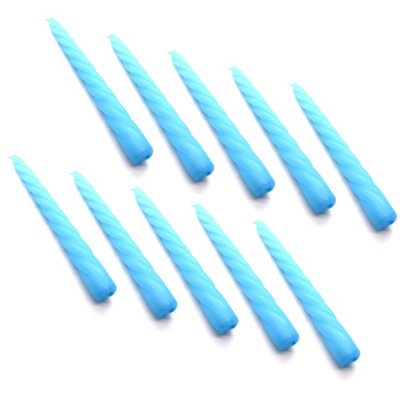 Soladirect Spiral Dinner Candles, Pack Of 10, Decorative Household Candles, 23 Cm - Green - Blue - Image 3