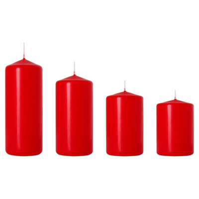 SolaDirect Set Of 4 Pillar CandlesSet Of 4 Votive CandlesDecorative Household CandlesLong Burning TimeAdventChristmas (Red) from B&Q