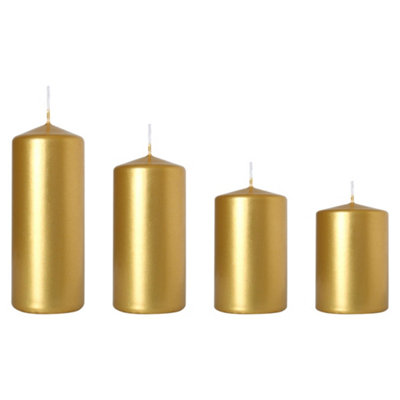 SolaDirect Set Of 4 Pillar CandlesSet Of 4 Votive CandlesDecorative Household CandlesLong Burning TimeAdventChristmas (Gold) from B&Q