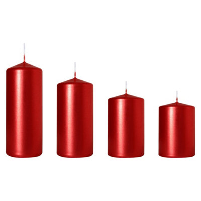 SolaDirect Set Of 4 Pillar CandlesSet Of 4 Votive CandlesDecorative Household CandlesLong Burning TimeAdventChristmas (Red) from B&Q