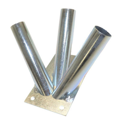 B&Q -  Triple Flag Pole HolderWall Mounted Flag Pole BracketGalvanised (Silver)Rust And Weather ResistantHeavy Duty