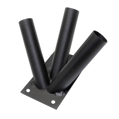 B&Q -  Triple Flag Pole HolderWall Mounted Flag Pole BracketPowder Coated (Black)Rust And Weather ResistantHeavy Duty
