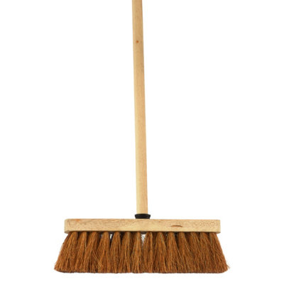 SolaDirect 12-Inch Natural Soft Coco Sweeping Broom With Wooden HandleEco-Friendly Soft Bristle Sweeping Brush from B&Q