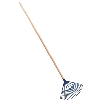 SolaDirect Garden Leaf Rake - 22 Tine Plastic Head & 120 Cm Wooden Handle, 45 Cm Wide - Lightweight & Durable For Quick Lawn Cleaning