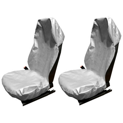 SolaDirect 2 Pcs Universal Waterproof Oil-Proof Garage Car Seat CoverHeavy Duty Protection For MechanicsConstruction Workers (Silver) from B&Q