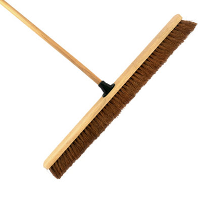 Soladirect 36-Inch Wide Coco Broom With Wooden Handle - Soft Bristle Indoor Sweeping Broom For Home, Kitchen, Hardwood Floors