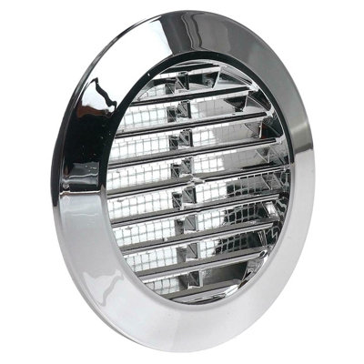 SolaDirect Chrome Mini Round Air Vent Grille 70mm With Flange And Fly Screen Ventilation Cover from B&Q