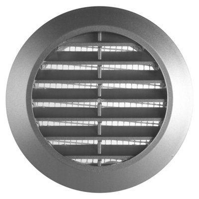 SolaDirect Silver Mini Round Air Vent Grille 70mm With Flange And Fly Screen Ventilation Cover from B&Q