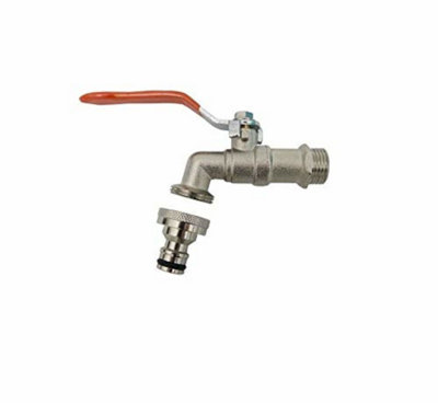 SolaDirect 1/2" Bsp Lever Outside Garden Tap Brass Nickle Plated Automatic Watering from B&Q